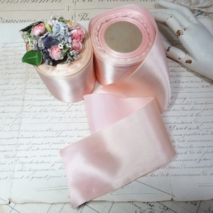 1 roll FRENCH PINK Satin Ribbon Taffeta satin Baby blanket Edging Ribbon Shabby Faded Patina 1920 flapper boudoir ribbonwork millinery rose