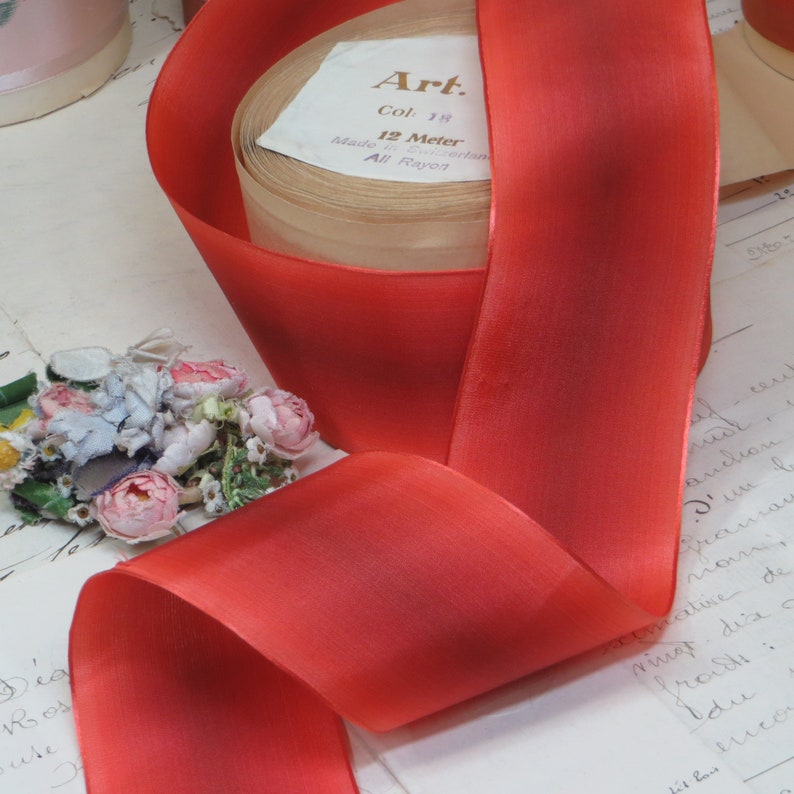 1y ORANGE RED TOMATO Ombre Taffeta Ribbon 2