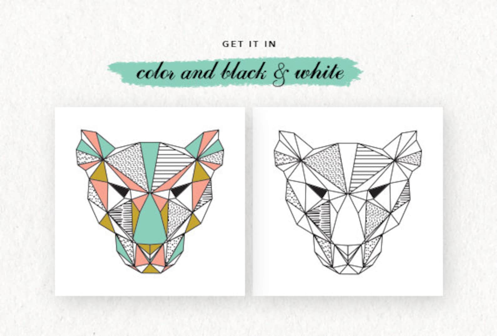 Animaux géométrique visages EPS et PNG / / géométriques des | Etsy France