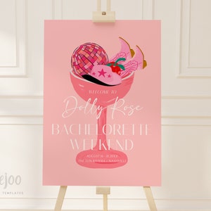 DOLLY Bachelorette Welcome Sign Wedding Template, Disco Cowgirl Welcome sign for Last Rodeo, Austin Bachelorette for Nash Bash Template