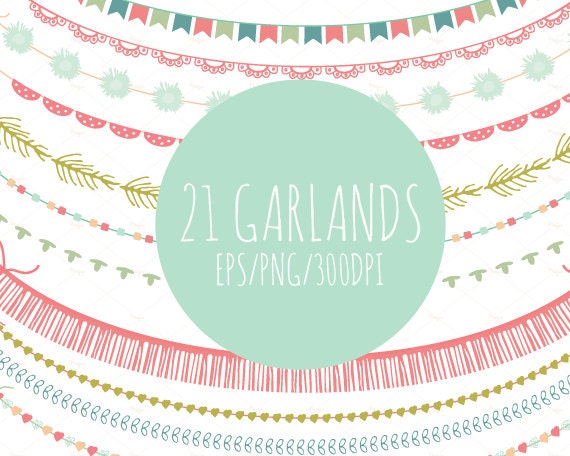 21 garlands clipart vector and png bunting flags etsy etsy
