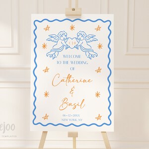 CUPID Editable Welcome Sign | Playful, Templett, Hand Drawn, Whimsical, DIY, Wavy | Wedding Sign Template | Change Color | Printable Welcome