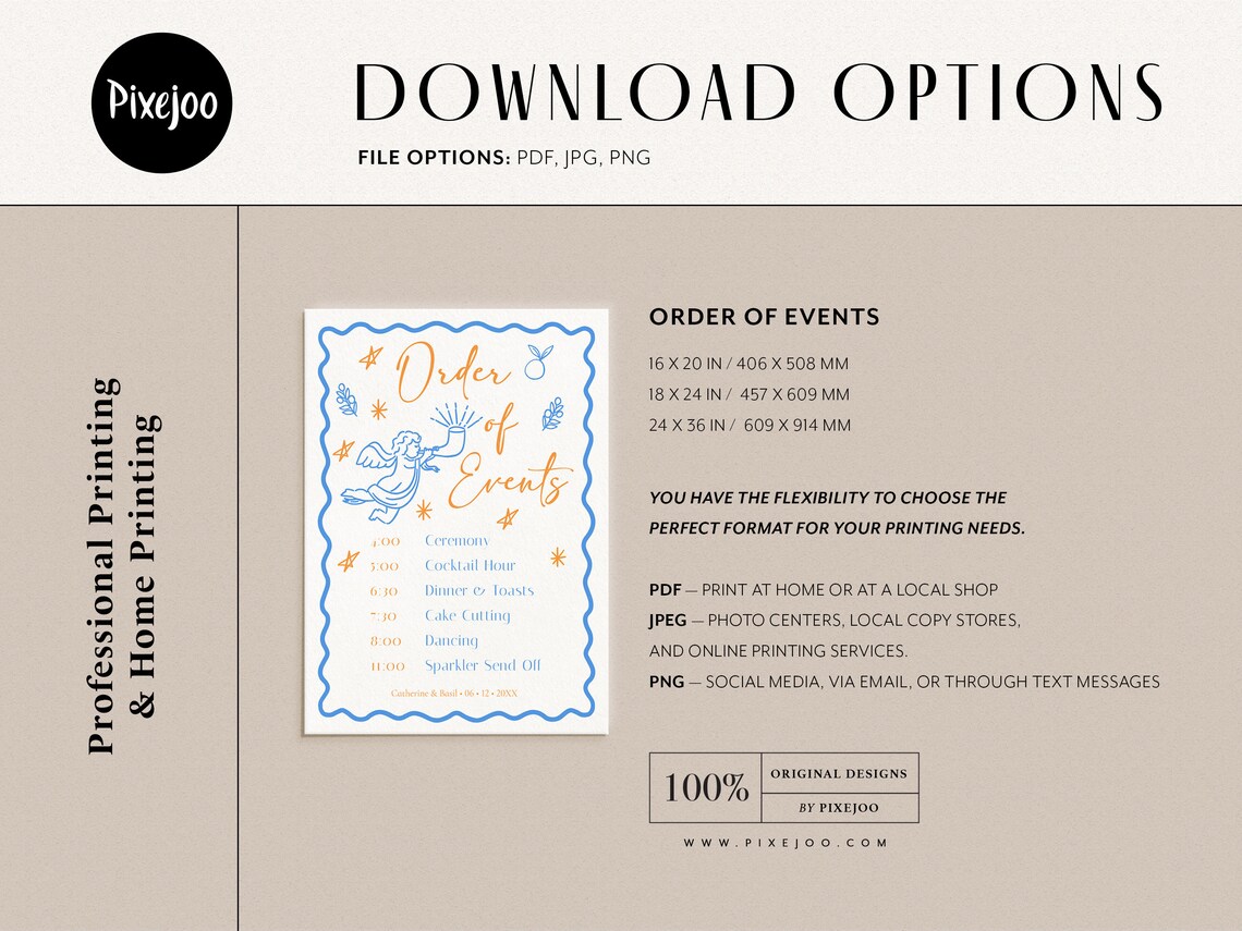 CUPID Order of Events Template Baby Shower Timeline Wedding Time