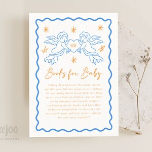 CUPID Editable Books for Baby Template | Whimsical | Gender Neutral Baby Shower | Book Request Card | Angel Baby Shower | Heaven Sent