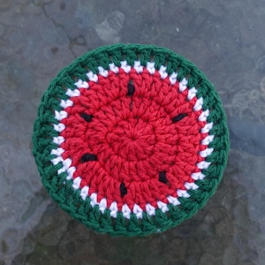Watermelon Coaster CROCHET PATTERN Summer Fruit (Coaster, Washcloth, Dish Cloth, Face Scrubby, etc.)