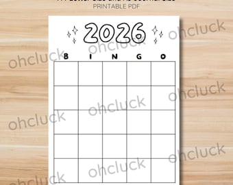2026 Bingo Card Printable | Fill In Your Own Bingo | Blank Yearly Bingo Tracker | Download Printable PDF (A4 & A5 Size)