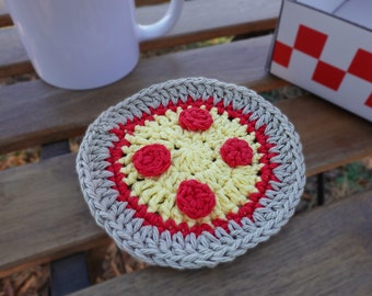 Pizza Coaster CROCHET PATTERN (Coaster, Washcloth, Dish Cloth, Face Scrubby, etc.)