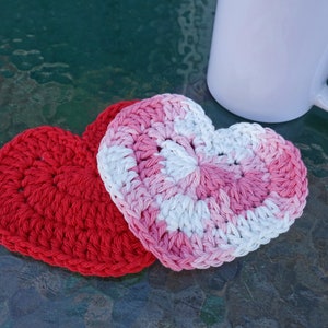 Heart Coaster CROCHET PATTERN for Valentine's Day (Coaster, Washcloth, Dish Cloth, Face Scrubby, etc.)