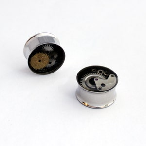 Zatyczki do uszu Steampunk 18 mm / Tunele do uszu Steampunk / Tunele z podwójnym rozszerzeniem / Rozmiar 11/16&#39;&#39;. Para., Nestre