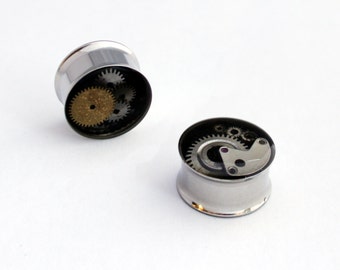 18mm Steampunk Ear Plugs / Steampunk Ear Tunnels / Double Flare Tunnels / 11/16'' Gauge. Pair., Nestre