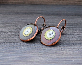 Steampunk lever back Earrings, copper earrings, Watch Earrings, Watch Parts Earrings, vintage earrings, clockwork earrings, Nestre