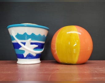 Vintage Enesco Nautical Beach Pool Theme Salt and Pepper Shakers