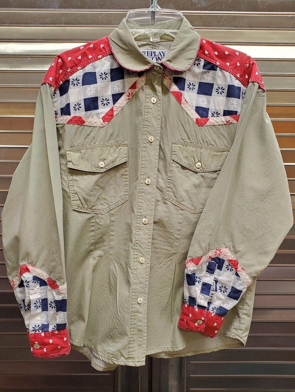 Replay, Vintage Replay and Sons Italy Button Up Patchwork Shirt