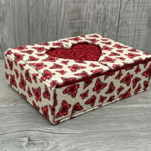 Fabric Box with Heart Shape Magnetic Closure - Mother’s Day Gift - Keepsake Box - Memory Box