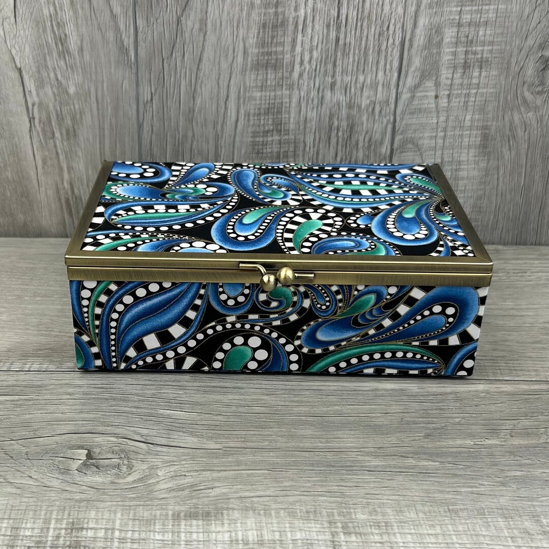 Fabric Keepsake Box With Kiss Lock: Cartonnage Stationery Organizer - Etsy