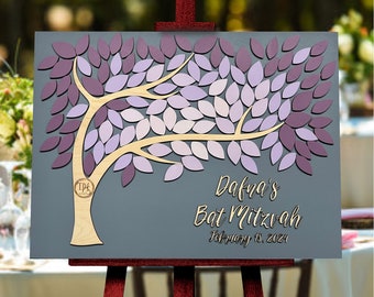 Bar or Bat Mitzvah Guest Book, Sweet 16, Birthday, Quinceanera tree of wishes party decoration keepsake