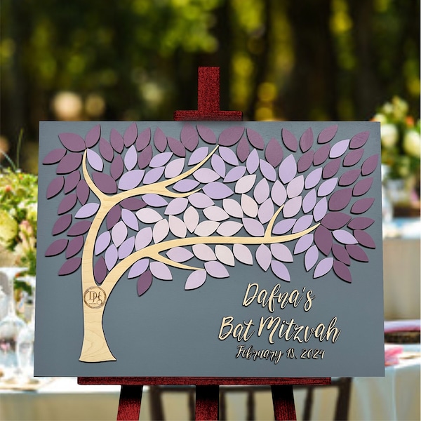 Bar or Bat Mitzvah Guest Book, Sweet 16, Birthday, Quinceanera tree of wishes party decoration keepsake