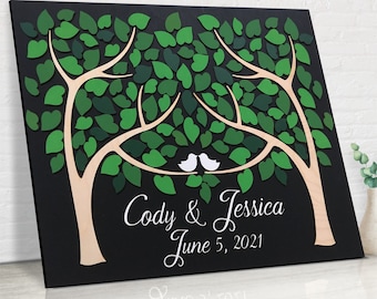 3D guestbook wood tree of hearts, wedding or anniversary custom made sign in guest book and to be displayed after event as home decor