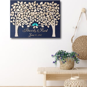 Wedding Guest Book Alternative 3D Guestbook Wood Tree of Hearts Two Trees Grow Into One Navy Blue Wedding Decor Rustic Guest Book image 7