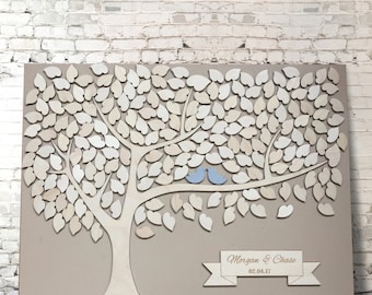 3D Wedding Guest Book Alternative: Engraved Tree of Hearts Keepsake