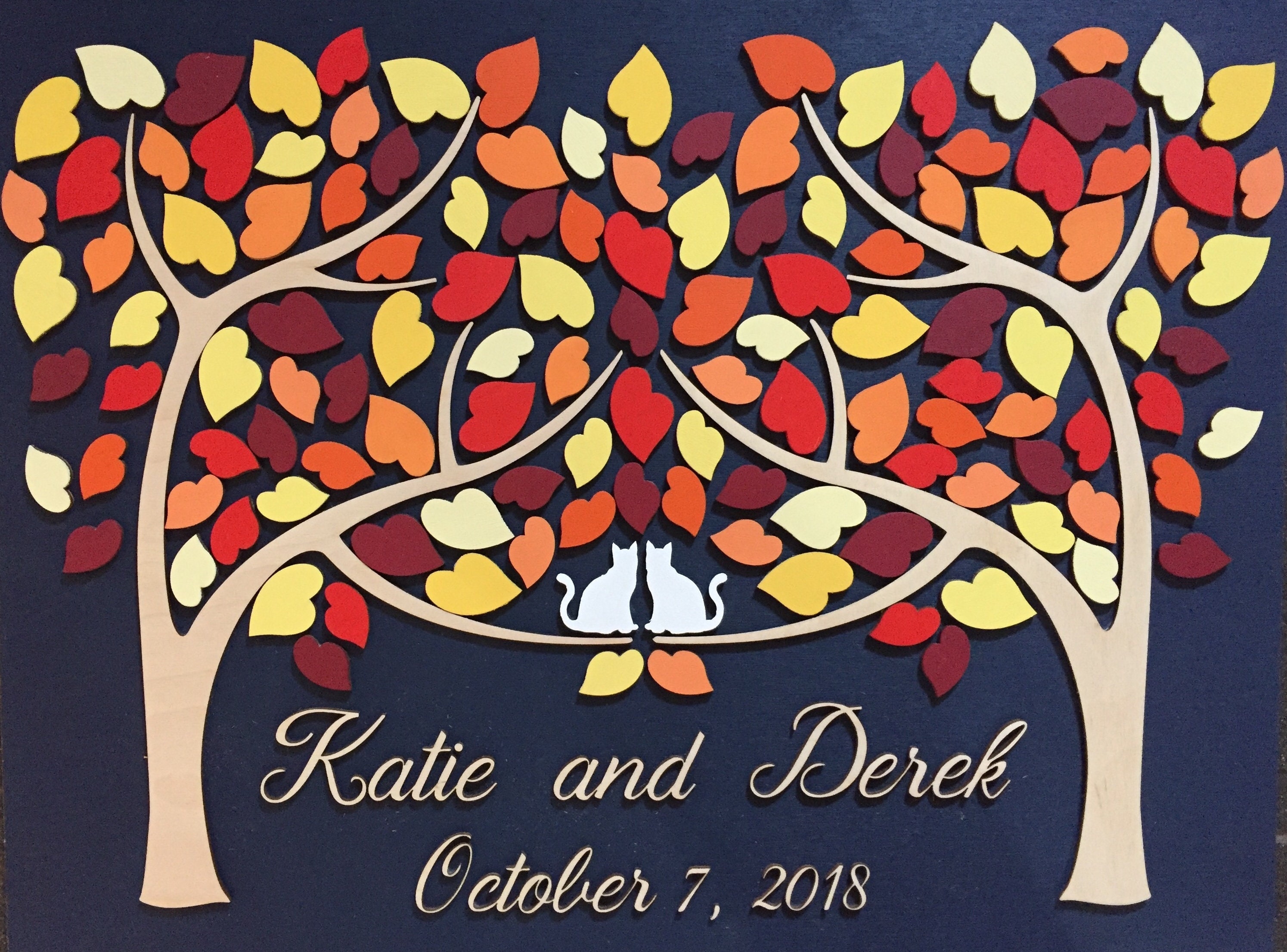 Fall Wedding Guest Book Alternative Two Trees and Two Cats Etsy