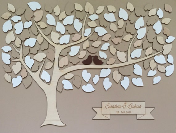 Guest Books Alternative Wood Unique Guestbook Wedding Sign Tree of Hearts Guest Book 3D with Custom Engraved Names and Date Tree of Hearts Il_570xn