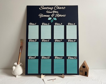 Wedding Seating Chart - Teal Personalized Wood Seat Arrangement Tables Map Tree of Life Theme