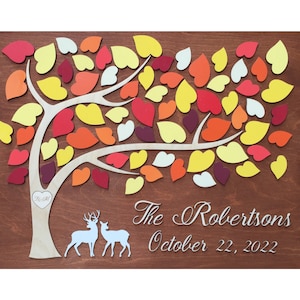 Fall Wedding Guest Book Alternative: 3D Wood Deer Silhouette, Personalized