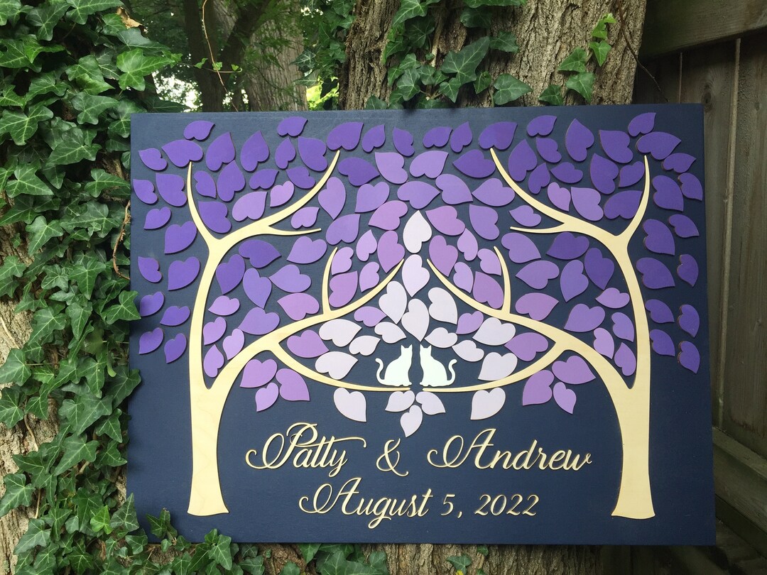 Purple Wedding Guest Book Alternative Two Trees and Two Cats Etsy