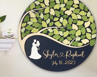 Personalized Wedding Guest Book Alternative: Birch Wood Tree, Custom Names