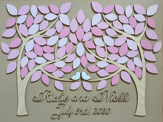 3D Wedding Guest Book Alternative Wood Two Families Become One Unique Wedding Tree Guest Book Pink Blush Sign In Guestbook Alternative Il_570xn