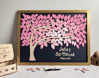 Magnetic Guest Book Keepsake for Bar, Bat Mitzvah, Sweet 16, Quince Frame Option