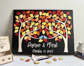 Magnetic Guest Book Alternative: Two Trees, Fall Leaves Anniversary Puzzle