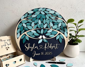 Personalized Magnetic Wedding Guest Book Alternative: 3D Wood Sign