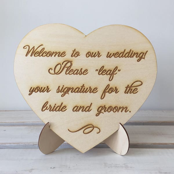 Letrero de madera grabado para libro de visitas de boda: decoración rústica de cabaña