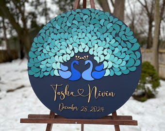Peacock Wedding Guest Book Alternative: Teal Feather Sign