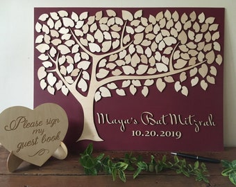 Bar or Bat Mitzvah Guest Book, Sweet 16, Birthday, Quinceanera, Anniversary or Baby Baptism, tree of wishes party decoration keepsake