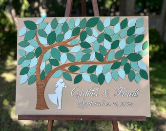 3D Wood Wedding Guest Book Alternative: Personalized Tree of Life Sign
