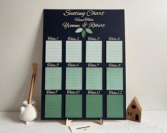 Wedding Seating Chart - Tree and Leaves Personalized Wood Seat Arrangement Tables Map
