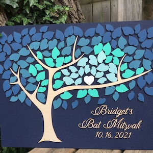 Guest Book for Bar or Bat Mitzvah, Sweet 16, Birthday, Quinceanera, Anniversary or Baby Baptism, tree of wishes party decoration keepsake