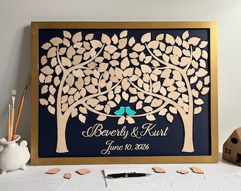 Wedding Guest Book Alternative: 3D Wood Two Trees Come Together Frame Option