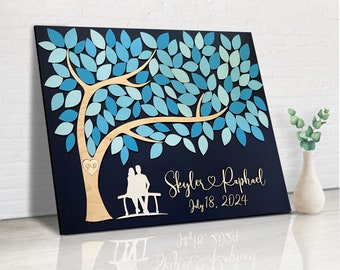 3D Wedding Guest Book Alternative: Personalized Wood Tree, Customizable Colors
