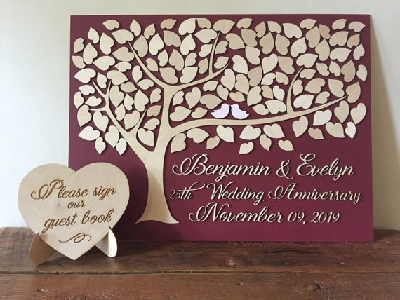 Wedding Anniversary Guest Book Alternative 3d Wood Tree Of Hearts 10 Years Wedding Anniversary 25th Anniversary 50th Anniversary By Sign You Style Catch My Party