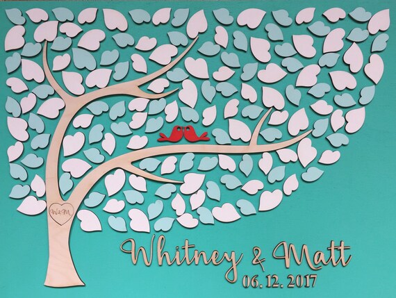 Wedding Guest Book Alternative 3d Wood Guestbook Unique Tree Guest Book Wooden Wedding Heart Sign In Guest Book Turquoise Mint Aqua Wedding Il_570xn