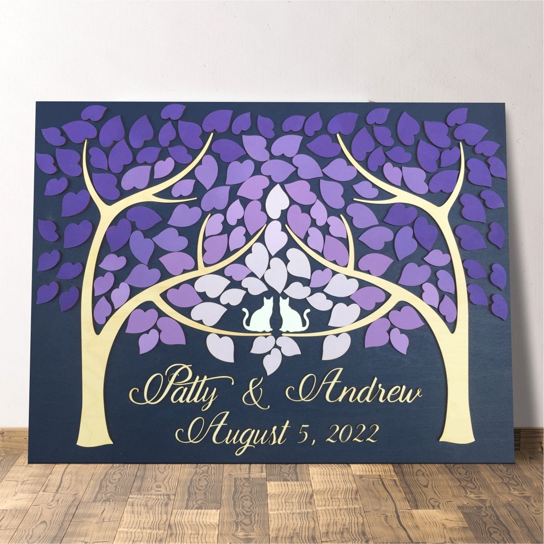 Purple Wedding Guest Book Alternative Two Trees and Two Cats Etsy