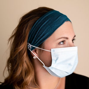 Savior Bands - Headbands With Buttons Holder For Face Mask (hospital, work, store, gym. etc.)