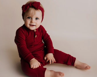 THREE LITTLE TOTS - Baby Girl Boy Romper Ribbed Bodysuit Solid Plain One Piece Jumpsuits One Piece Baby Clothes Outfits Fall…