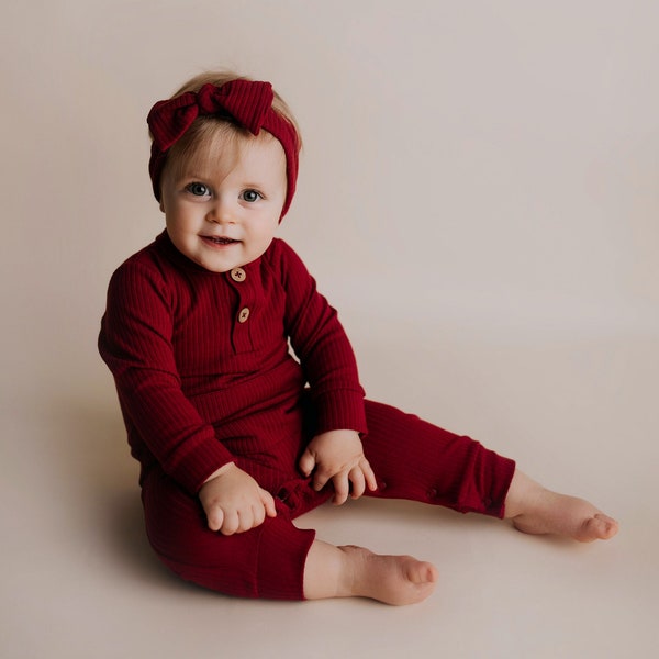 THREE LITTLE TOTS - Baby Girl Boy Romper Ribbed Bodysuit Solid Plain One Piece Jumpsuits One Piece Baby Clothes Outfits Fall…