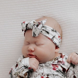 Ultra Soft Newborn Headband and Knotted Bow image 1