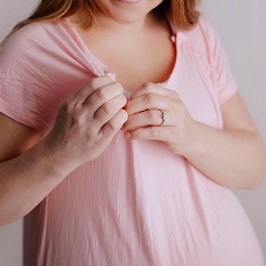 Three Little Tots Light Bubblgum Pink Labor and Delivery Nursing Hospital Gown- Pajamas & Breastfeeding